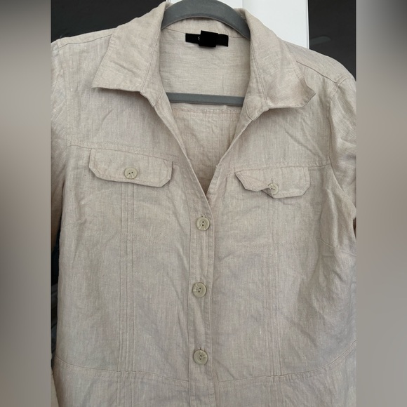 Linen Oatmeal Button-Up Dress - Picture 4 of 9